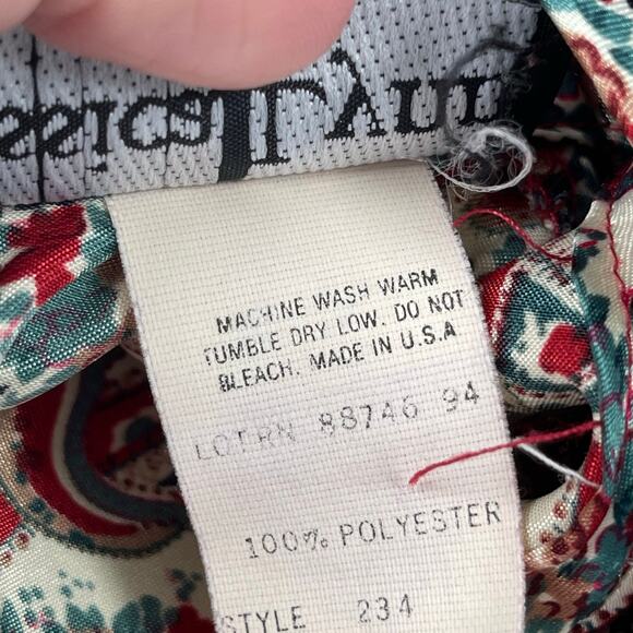 Vtg Jessica Lynn Blouse 8 Silky Polyester Red Green Floral Twisted Turtleneck - Picture 16 of 16